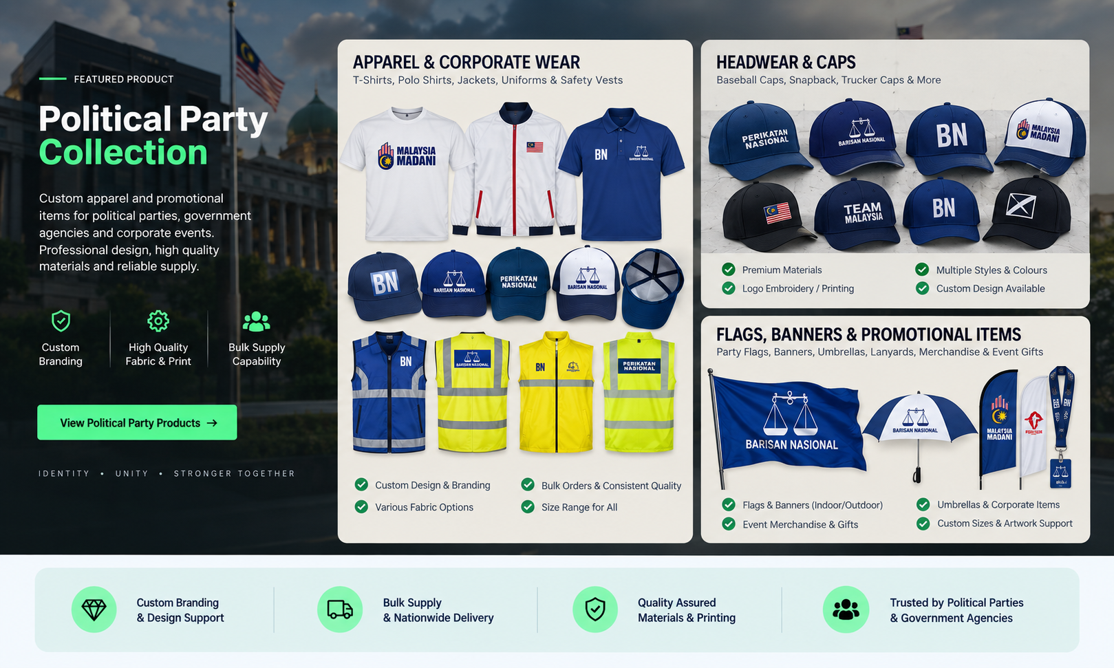 Political Party Collection complete product catalogue