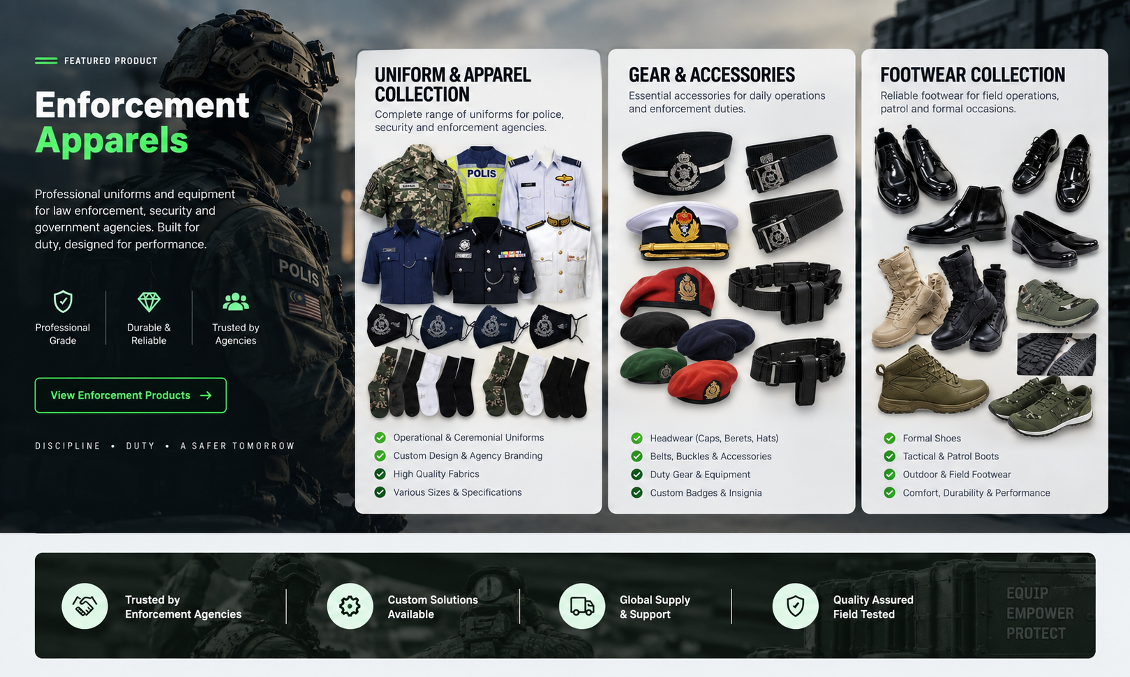 Enforcement Apparels complete product catalogue